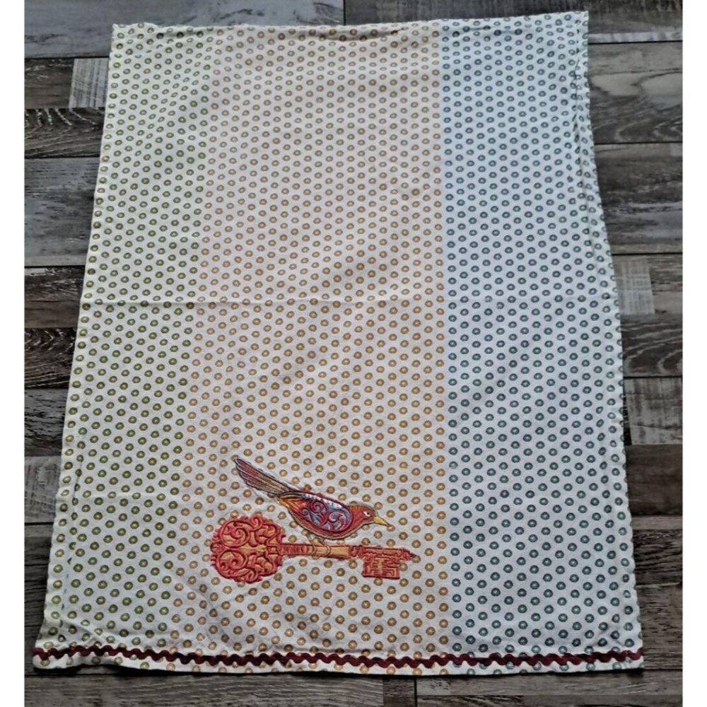 Artistic Accents Kitchen Hand Towel 27x20 Bird W Key Polka Dot 100% Cotton